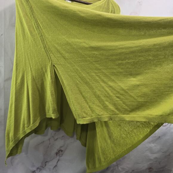 J Jill Sweater Womens One Size Neon Poncho Shawl Lightweight Chartreuse Tassel - Picture 8 of 10